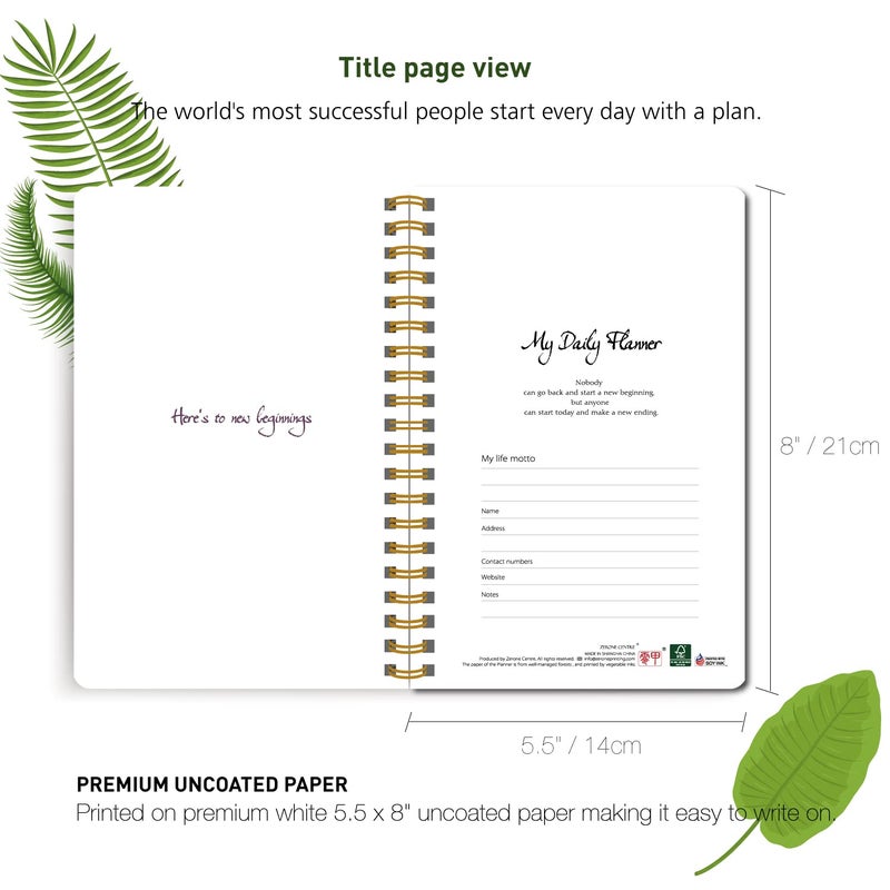 ZERONE CENTRE A5 Undated Daily Hourly Planner Notepad - Day Organizer Planner, 128 Pages Work Journal for Daily To do List, Notes, Water Intake and Meal Planner- Dark Wine Red - Image 2